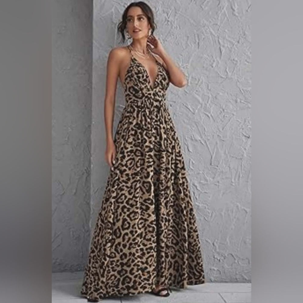 🐆 Women's Leopard Print Maxi Dress (NWOT) Exquisite!